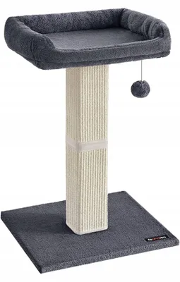 Imagen del producto de Árbol para gatos de 28 pulgadas con plataforma de felpa, color gris oscuro