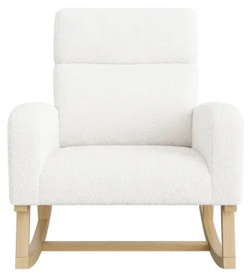 Image de Fauteuil berçant - Fauteuil relax - Transat - Conception ergonomique - Structure en bois - 69,2 x 78,5 x 87 cm