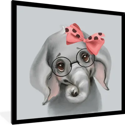 Produktbild von MuchoWow® Gerahmtes Poster Elefant - Kind - Bogen 40x40 cm - Poster mit Schwarzem Bilderrahmen Wandposter Rahmen Foto Bilder - Mit Rahmen - Wanddekoration Schlafzimmer