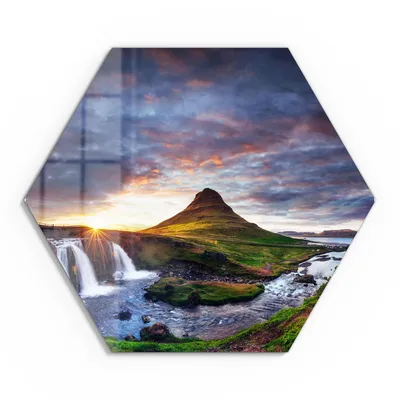 Produktbild von DEQORI Glasbild Echtglas 40x35 cm 'Kirchberg Panorama' Wandbild Bild modern Deko