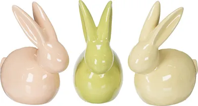 Produktbild von Keramik Hase Osterdeko Figur für Tisch und Fensterbank, 3 Stück