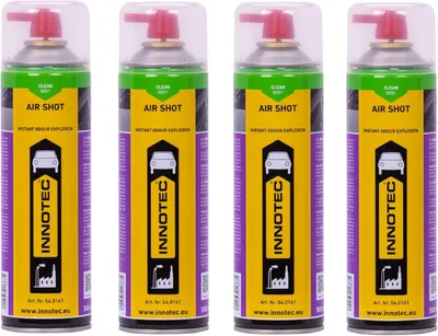 Produktbild von 4 Stück Innotec Air Shot Clean Grün Instant-Duftexplosion - Hochwertiger Duftspray - Spezielles Parfüm mit organischen Lösungsmitteln - Silikonfrei