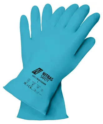 Produktbild von Nitras BLUE CLEANER Chemikalienhandschuhe | 12 Paar Latexhandschuhe | Gr.10