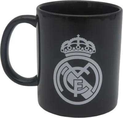 Obrázek produktu pro Keramický hrnek Real Madrid, černý, s erbem, v krabičce