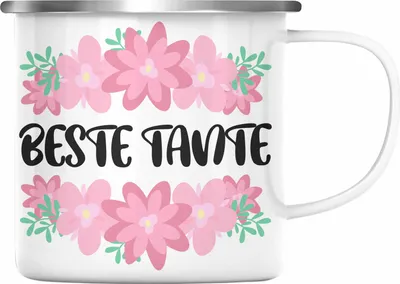 Produktbild von Trendation - Beste Tante Emaille Tasse Geschenk Lustig Spruch - Beste Tante - Emaille Emaille Tasse Lieblingstante Geschenkidee (Silber)