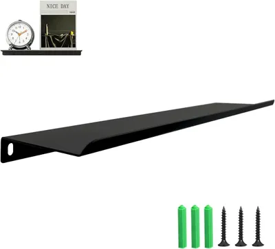 Immagine prodotto di Mensola a parete in metallo, nera, 40 cm, dal design minimalista, ideale per bagno e soggiorno
