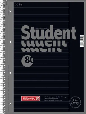 Produktbild von Kollegblock Student Colour Code A4 90g/qm 80 Blatt onyx Lineatur 25 Packung mit 5 Stück