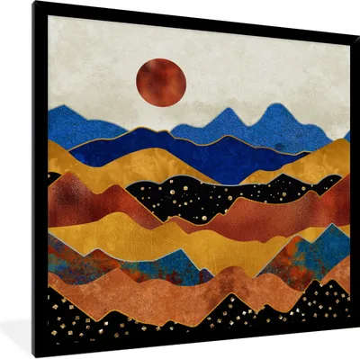 Produktbild von MuchoWow® Gerahmtes Poster Marmor - Gold - Blau 40x40 cm - Poster mit Schwarzem Bilderrahmen Wandposter Rahmen Foto Bilder - Mit Rahmen - Wanddekoration Schlafzimmer