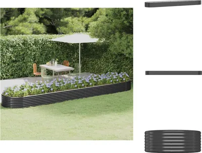 Image de vidaXL Lit surélevé Acier revêtu par poudre 507x100x36 cm Anthracite - Pots de fleurs & Jardinières
