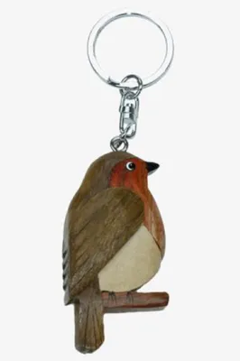 Produktbild von Schlüsselanhänger aus Holz - Rotkehlchen