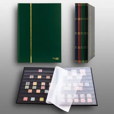 Produktbild von Prophila Collection 16 Schwarze Seiten A4 Briefmarken-Einsteckbuch grün