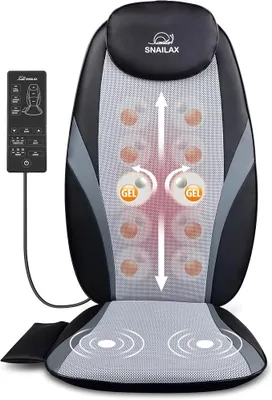 Produktbild von Shiatsu-Rückenmassagegerät mit Wärmefunktion und Gel-Massageknoten | Ganzkörper-Rückenmassage mit Sitzvibration, geeignet für Zuhause, Büro und Sofa, Geschenk für Männer und Frauen