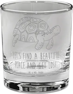 Produktbild von Mr. & Mrs. Panda Tumbler Schildkröte Marschieren - Transparent - Geschenk, Urlaub, Lieblingsmensch, Schildkröten, Neustart, Abenteuer, gravur glas, Cocktailglas, für Gin