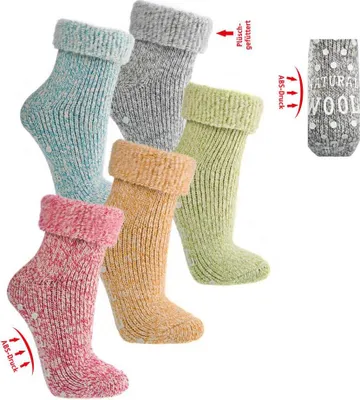 Produktbild von bunte super flauschige Thermo ABS Socken mit 62% Wolle Wollsocken Gr. 35/38 pink