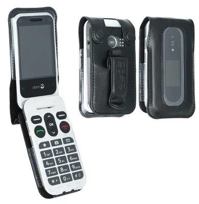 Image de caseroxx Etui en cuir avec clip ceinture compatible avec Doro Leva L30 / L31 en cuir véritable, étui avec clip ceinture et fenêtre de visualisation