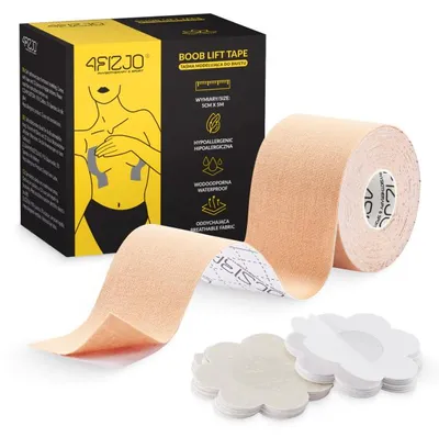 Produktbild von 4FIZJO Brust Tape, beige, 5 m × 5 cm, mit 10 Nippelcovern