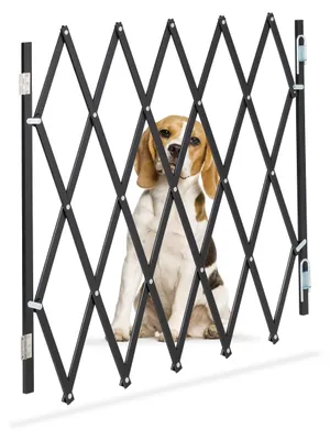 Produktbild von Hundeabsperrgitter Hundeschutzgitter Türgitter - Ausziehbar - 17 bis 118 cm breit - 69 bis 82,5 cm hoch - Schwarz - Bambus