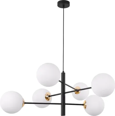 Obrázek produktu pro Závěsná lampa Vicenza černá-zlatá 6-žárovková s bílými stínidly E14