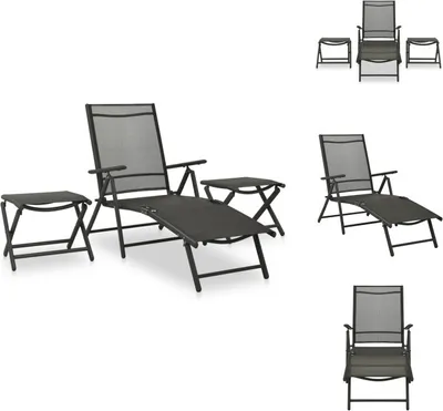 Produktbild von vidaXL 3-tlg. Garten-Lounge-Set Textilene und Aluminium Schwarz -  Gartenmöbel-Sets
