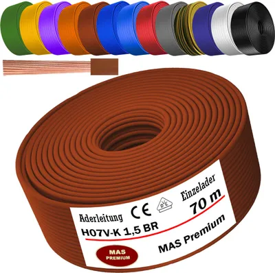 Produktbild von 70m Aderleitung H07 V-K BR 1x1,5 mm² Braun Einzelader flexibel