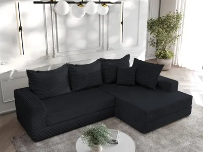 Produktbild von Ecksofa Couchgarnitur Sofa OSKAR in Stoff Tilia Schwarz Ottomane Rechts
