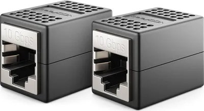 Produktbild von deleyCON LAN Kabel Verlängerung RJ45 Kupplung (10 Gbit/s) Verbinder für Cat8/Cat7/Cat6/Cat5 Ethernet Cable Patchkabel Netzwerkkabel Netzwerk Adapter 10 Gigabit POE - 2 Stück - Schwarz