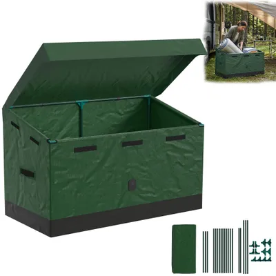 Image de Coffre de rangement d'extérieur XINZI pour le jardin, coffre de rangement 530 L, résistant aux intempéries et aux UV, avec toit en pente, espace de rangement pour balcon et terrasse