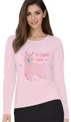 Produktbild von Schlafanzug für Damen - Pyjama Lama Set Langarm Oberteil mit Hose Rosa/Schwarz M