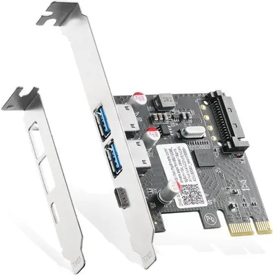 Produktbild von PCIE auf USB 3.0 Erweiterungskarte - 2 Typ-A und 1 Typ-C Anschlüsse - selbstgesteuert - ServiceTopper