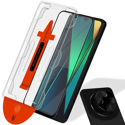 Obrázok produktu pre 1-balenie Xiaomi Poco C75 Ochranné sklo na displej & 1-balenie ochrana objektívu - Tvrdené sklo | [Automatická inštalácia] - Bez bublín