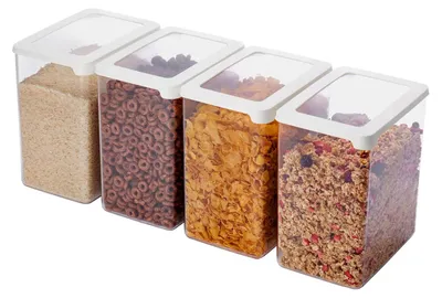 Obrázek produktu pro Ekologická úložná krabička 3,5 l – sada 4 ks – z 20 % ekologického plastu s víkem, bez BPA, vhodná do myčky – stohovatelný kuchyňský organizér – 12,5 x 18 x 20 cm