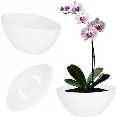 Image de KADAX Pot de fleurs "Ptuj", cache-pot ovale, en plastique, cache-pot, déco, bac à plantes, 30 cm, noir