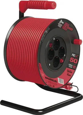 Produktbild von EMOS Kabeltrommel für Innen, 50 m mit 4 Steckdosen und Schalter, 1,5 mm Schuko, Indoor Trommel, Schutzklasse IP 20, 3680 W, P092501