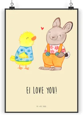 Produktbild von Mr. & Mrs. Panda Bild Ostern Freundschaft DIN A3 - Blumig - Geschenk, Ostereier, Küken, Wandbild, Ostergrüße, Kunstdruck, Frühling, Liebe, drucke, wanddeko, Posterdruck
