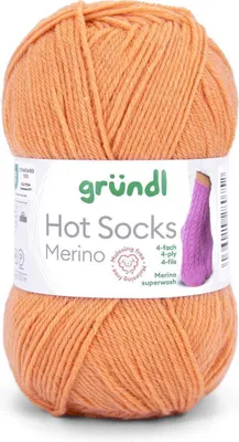 Produktbild von Gründl Hot Socks Merino 50 g/200 m 4-fädig uni 75 % Schurwolle(Merino) /25% Polyamid 09 orange