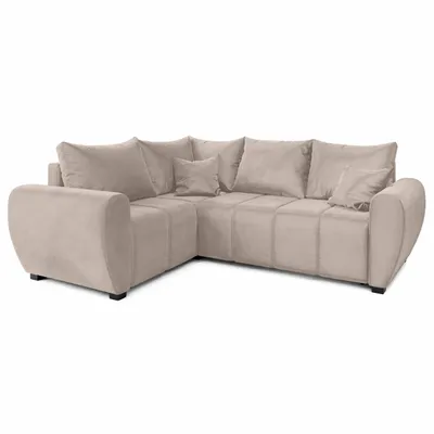 Produktbild von Ecksofa MOKA L linke Seite mit Schlaffunktion L-Form, Sofa mit Bettkasten, Wohnzimmersofa, Couch, Bettsofa, Couchgarnitur – Beige Paros 02