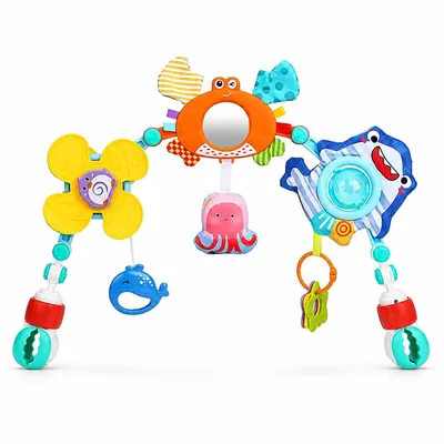 Produktbild von 73,7 cm Verstellbares universelles Kinderwagen Mobile, Baby Spielbogen mit Spiegelrassel und Beißring - ARCBABY Hai