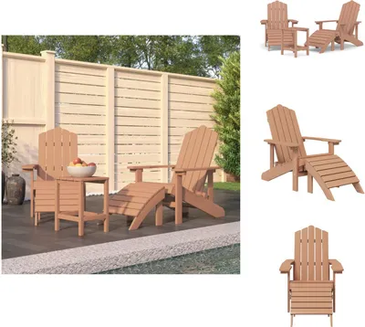 Produktbild von vidaXL Adirondack-Gartenstühle mit Hocker & Tisch HDPE Braun -  Gartenstühle