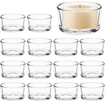 Image de Lot de 15 bougeoirs en verre pour mariages et fêtes, Ø 4,5 cm - Bougeoirs pour la décoration du salon
