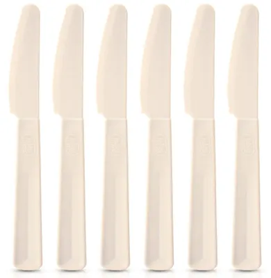 Zdjęcie produktu dla Noże obiadowe plastikowe, kremowe, zestaw 6 szt., 17,5 cm