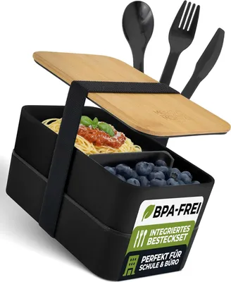 Productafbeelding van Japanse bento-box - Perfecte lunchbox voor volwassenen en kinderen - Brotdoos met compartimenten - ideaal voor werk, school en onderweg. Lunchset voor jongens