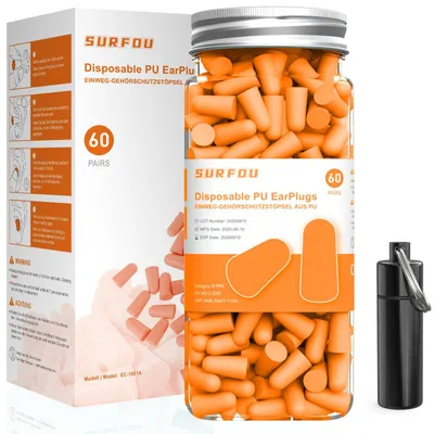 Obrázok produktu pre Zátky do uší na spanie, 60 párov, 38 dB redukcie hluku, opakovane použiteľné a pohodlné