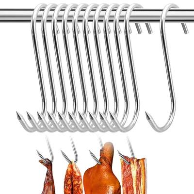 10er-Set Fleischhaken aus Edelstahl, 4,5–18 cm, S-Haken