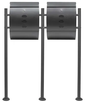 Briefkasten-Set V18 Anthrazit, Doppel, pulverbeschichtet