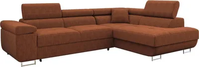 Produktbild von MIRJAN24 Ecksofa Torezio Cord, Stilvoll Eckcouch mit Bettkasten und Schlaffunktion, Einstellbare Kopfstützen, 274x203x70-90 cm (Farbe: Poso 39, Seite: Rechts)