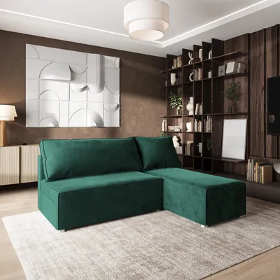 Produktbild von Masseno Ecksofa BRISO M mit Schlaffunktion L-Form, Sofa mit Bettkasten, Wohnzimmersofa, Couch, Soffa, Bettsofa, Couchgarnitur- Grün, MONOLITH 37