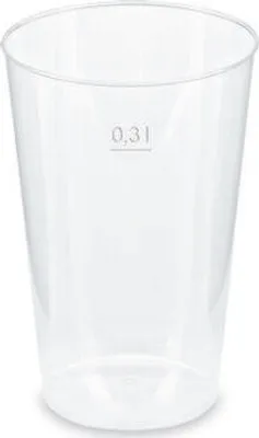 Produktbild von 25x Mehrwegbecher Pfandbecher transparent PP Eichstrich 0,3 l Ø 7,9 cm