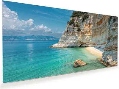 Produktbild von Glasbild 60x30cm in XXL für Wohnzimmer, Schlafzimmer Motiv Küstenparadies