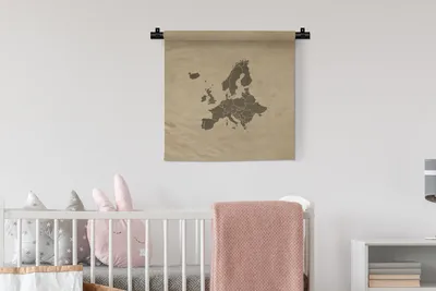 Produktbild von MuchoWow® Wandteppich Wandbehang Karten - Europa - Vintage - Braun 60x60 cm Tapisserie Dekoration Wandtuch - Dekorationen - Wand Decke