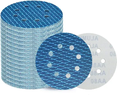 Produktbild von 80Stk 125mm Klett Schleifpapier, Exzenter Schleifscheiben, 8-Loch Korn 60-400 Schleifpads, Schleifmittel Resistent gegen Zusetzen für Exzenterschleifer Schleifmaschine Poliermaschine
